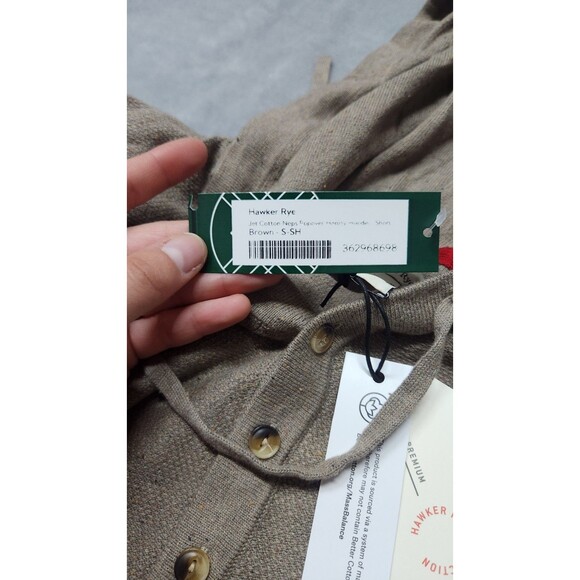 Hawker Rye Men's Medium Beige Cotton Nylon Pullover Button Up Hoodie NWT - Picture 5 of 8